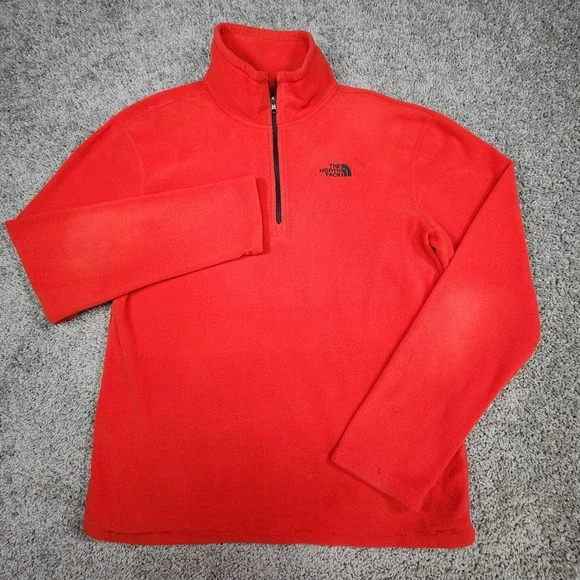 North Face 1/4 Mens Small Fleece Pullover Red Sweater Outdoors Gorpcore - Picture 2 of 13